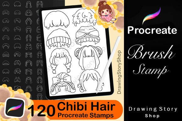 Download 120 Procreate Hair Chibi Stamp Brushes - Procreate Collection