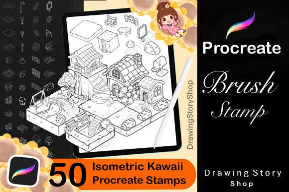 Download 50 Procreate Isometric Kawaii Stamp 3 - Procreate Collection