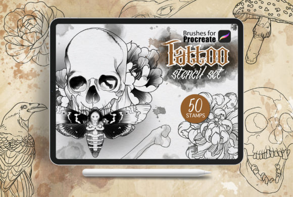 Download Procreate - Tattoo Basic Stencil Set - Procreate Collection