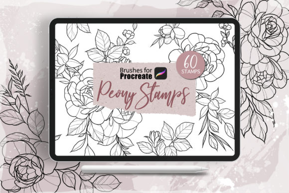 Download Procreate - Tattoo Peony Stencil Set - Procreate Collection