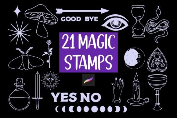 Download 21 Magical Procreate Stamp Set Brushes - Procreate Collection