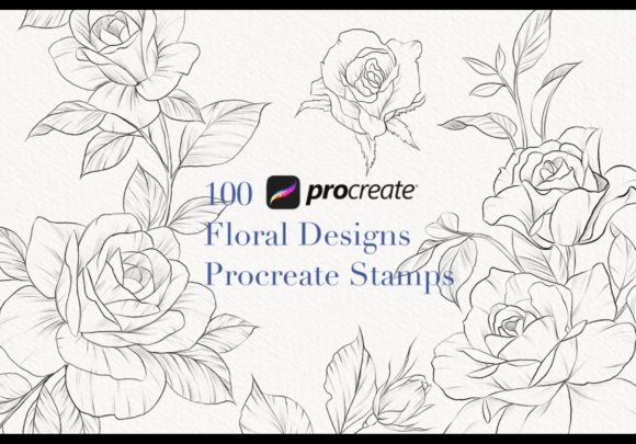Download Procreate Flower Stamp, Roses Brush - Procreate Collection