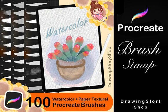 Download 100 Watercolor + Paper Procreate Brushes - Procreate Collection