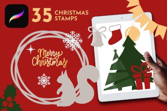 Download Christmas Procreate Brush, Xmas Stamps - Procreate Collection