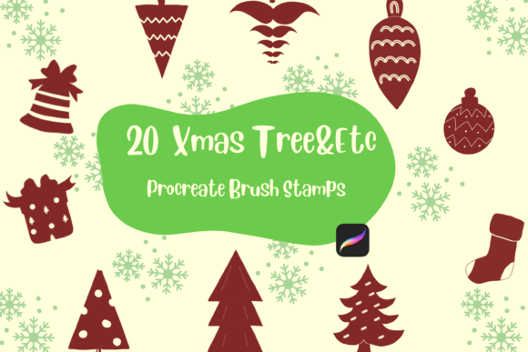 Download Procreate Brush Stamp Xmas Tree &amp; Etc - Procreate Collection