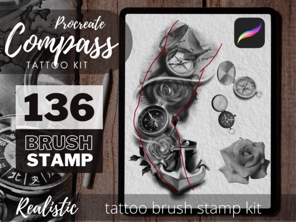 Download Procreate Compass Tattoo Brush Stamp - Procreate Collection