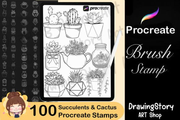 Download 100 Potted Plant Procreate Stamp Brushes - Procreate Collection
