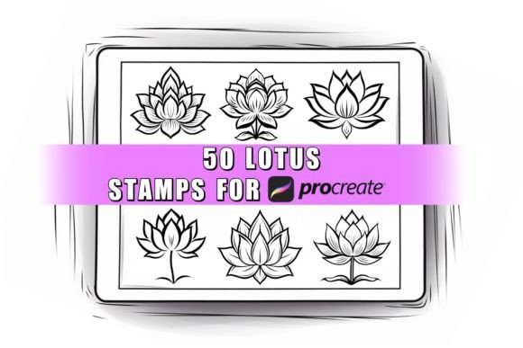 Download 50 Lotus Procreate Stamps Brushes - Procreate Collection