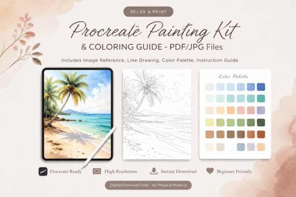 Download Tropical Beach Procreate Painting Kit - Procreate Collection