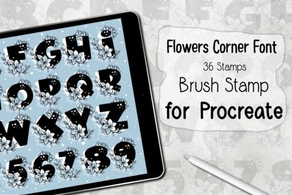 Download Flowers Corner Font‪ ‪Procreate Stamp‬‬ - Procreate Collection