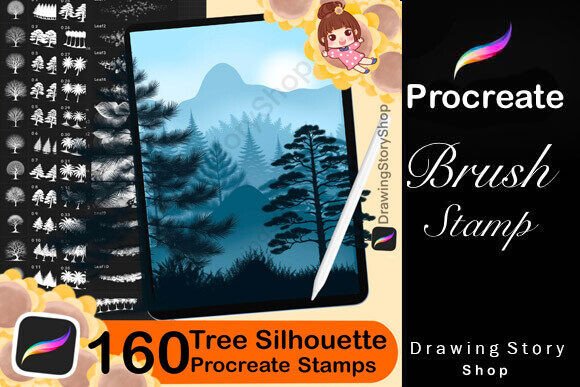 Download 160 Procreate Tree Silhouette Stamps - Procreate Collection