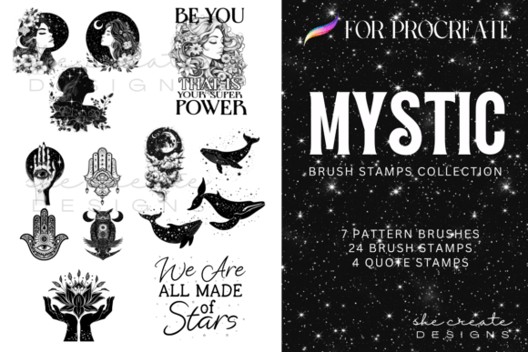 Download Mystic Celestial Stamp Brushes Procreate - Procreate Collection