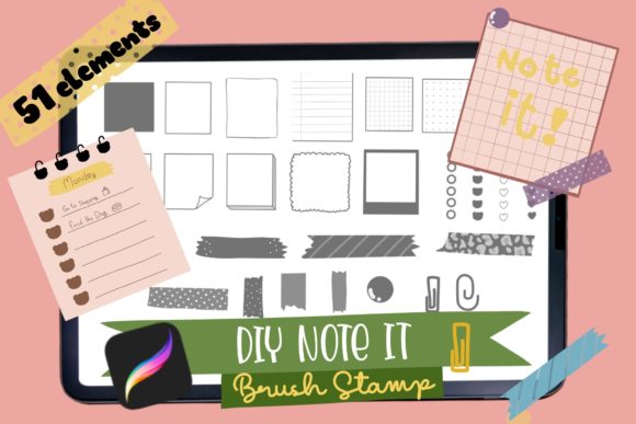 Download DIY Note Paper Procreate Brush Stamp - Procreate Collection
