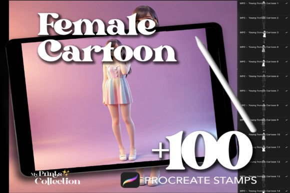 Download 100+ Procreate Female Cartoon Stamps - Premium Bundle