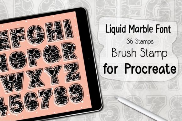 Download Liquid Marble Font ‪Procreate Stamp‬ - Procreate Collection