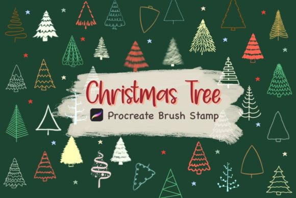Download Procreate Brush Stamp, 55 Christmas Tree - Procreate Collection