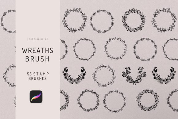 Download 55 Procreate Leafy Wreath Stamp Brush - Procreate Collection