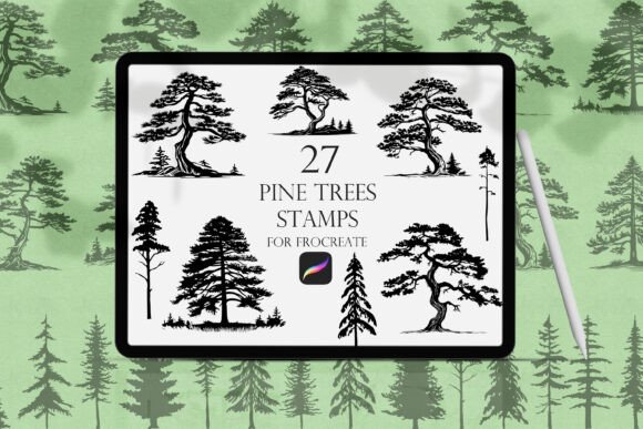Download Pine Trees Procreate Stamps - Procreate Collection
