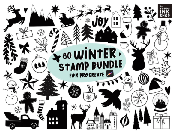 Download 100 Holiday Procreate Stamps - Procreate Collection