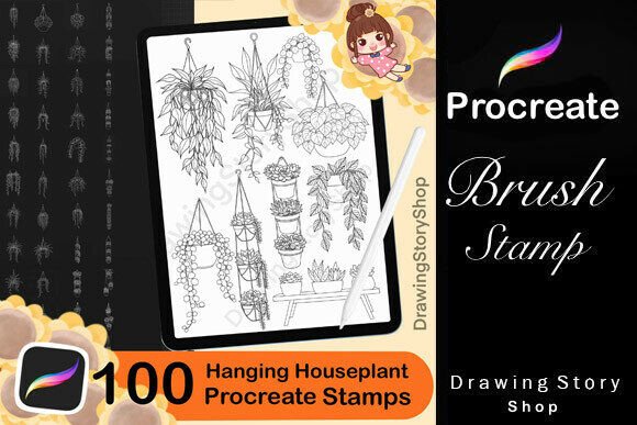 Download 100 Procreate Hanging Houseplant Stamps - Procreate Collection