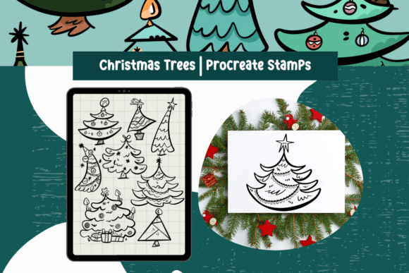 Download Procreate Stamps Christmas Trees - Procreate Collection