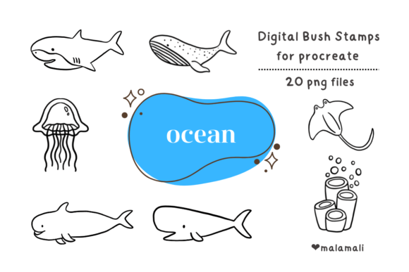 Download Ocean Procreate Stamps,Clip Art - Procreate Collection