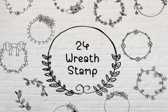 Download 24 Wreath Flower Stamp Procreate Stamps - Procreate Collection
