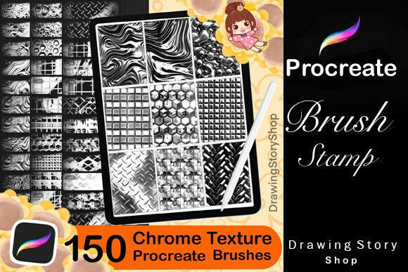 Download 150 Procreate Chrome Texture Brushes - Procreate Collection