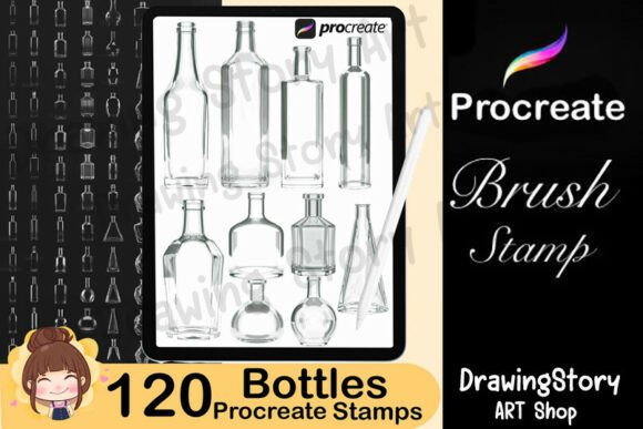 Download 120 Glass Bottle Stamps for Procreate - Procreate Collection
