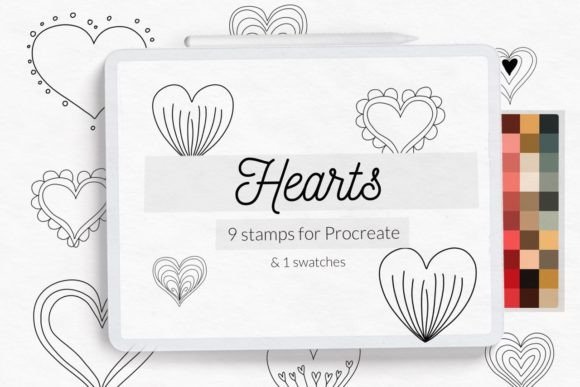 Download Hearts Stamp Brushes Procreate - Procreate Collection