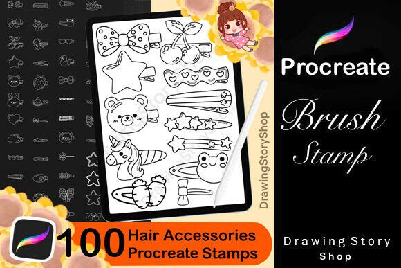 Download 100 Procreate Hair Accessories Stamps - Procreate Collection