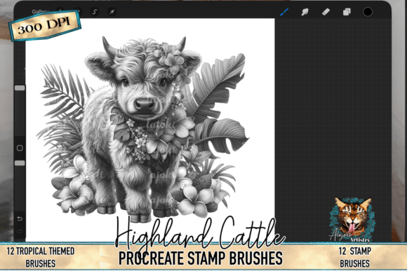 Download Highland Cow Procreate Stamp Brushes - Procreate Collection