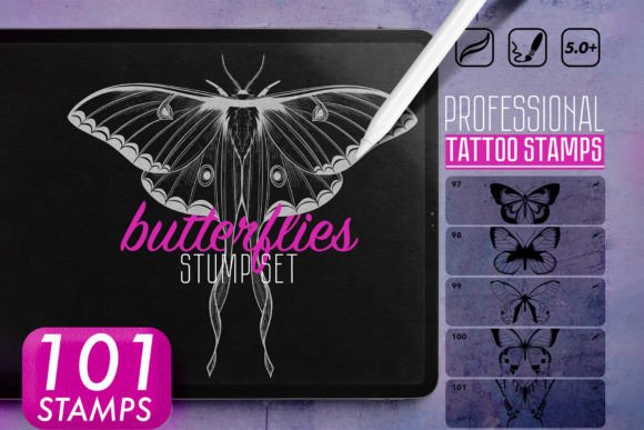 Download Butterflies Procreate Tattoo Stamps - Procreate Collection